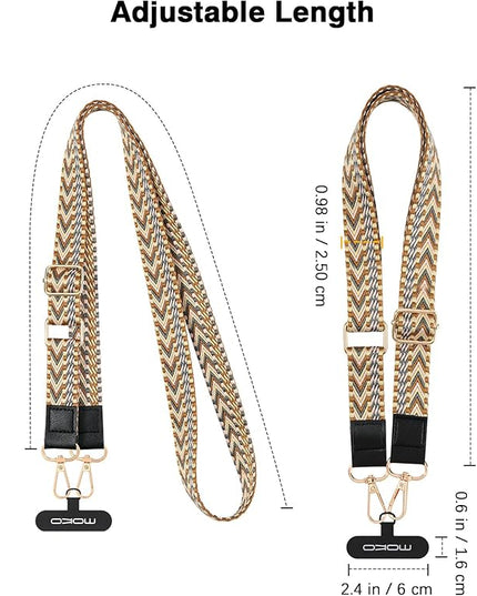 MoKo Universal Phone Lanyard, Braided Adjustable Cell Phone Crossbody Strap Detachable Women & Men Cellphone Lanyards Around The Neck with Patches for iPhone, Most Smartphones, Khaki