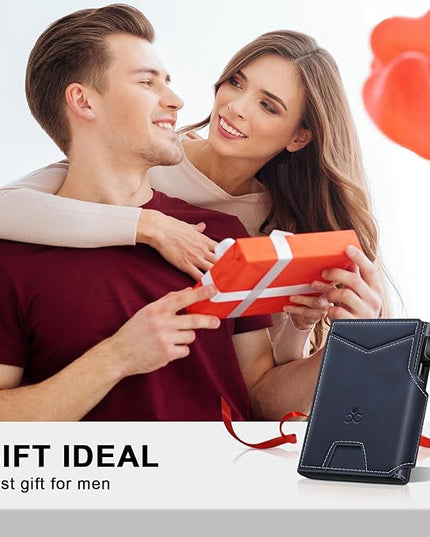 Wallet for Men Wallet with Slim Pop Up Card Holder 9-13 Cards, Bifold Minimalist Smart Wallet RFID Blocking Credit Card Holder with ID Window & Stretchable Cash Slot Compact Metal Aluminum Card Case