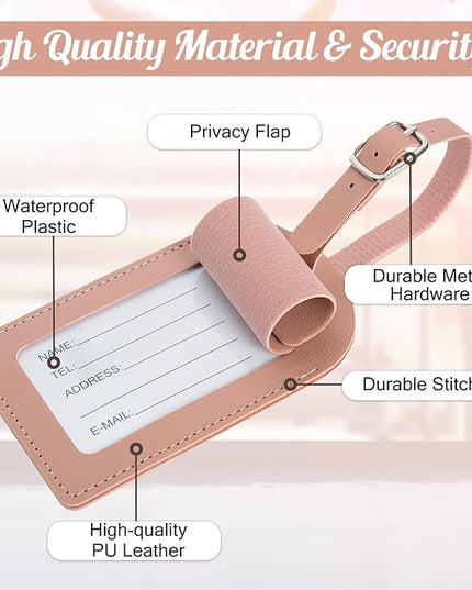 ULICO Initial Passport Cover and Luggage Tag Set,PU Leather Letter Passport Case Holder Travel Suitcase Tag, Personalized Travel Luggage Accessories Gifts for Women Kids Teenage Pink T