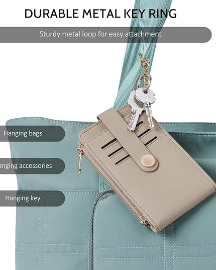 POIUGOYA Slim Wallet for Women,RFID Blocking Bifold Credit Card Holder with Zipper Coin Pocket,ID Window,Keychain