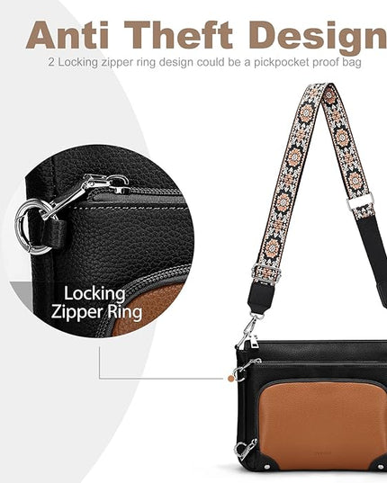 Anti-Theft Crossbody Purse for Women, Crossbody Shoulder Bag with Built-in Wallet & RFID Blocking for Travel Workout