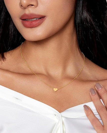 Cute Heart Necklace Dainty 18k Gold Plated Tiny Heart Pendant Choker Necklaces Small Gold Love Open Heart Chain Necklace for Women Simple Gold Necklace for Women Trendy Jewelry