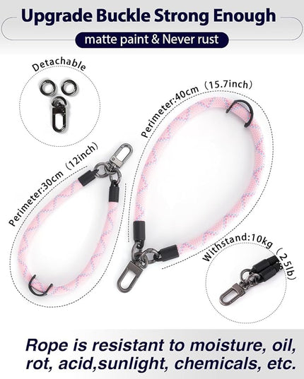 project-cb Hand Wrist Phone Strap,Phone Lanyard Patch ×2,Cell Phone Case Holder,Wristlet Strap for Key,AirPods,Camera (Pink, 15.7inch)