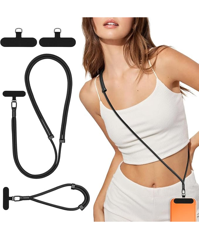 Dadanism Universal Phone Lanyard, Adjustable Cell Phone Lanyard*1, Wrist Strap*1, Tether Tabs*2, Crossbody/Neck/Wrist Strap for for iPhone & Most Smartphones, Black