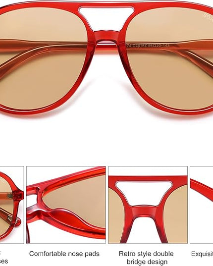 SOJOS Retro Polarized Aviator Sunglasses Womens Mens Classic 70s 80s Vintage Trendy Square Aviators SJ2174