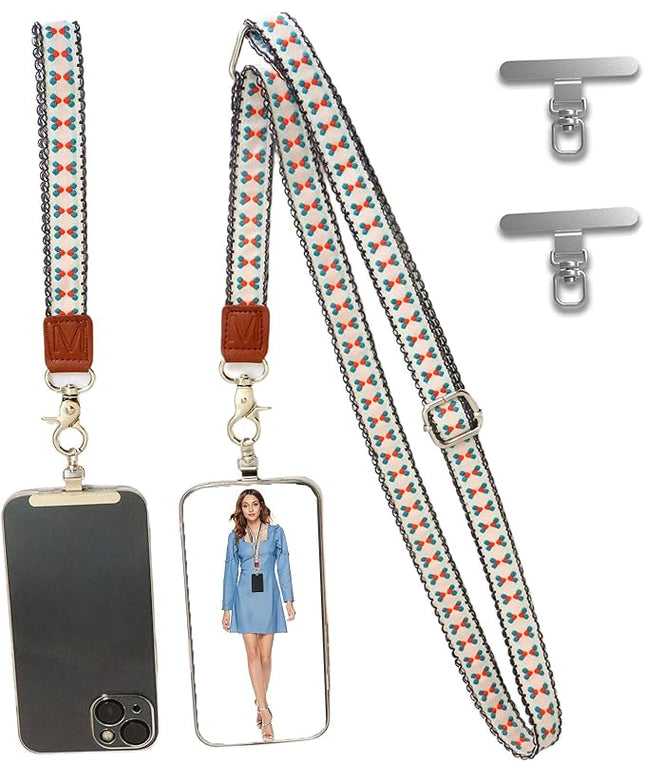 LEMEDE Wrist Keychain and Adjustable Phone Lanyard, Silver Hook Phone Crossbody Strap with 360° Rotating Phone Pads