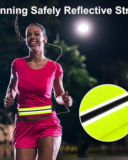 Slim Running Belt For Men and Women Waist Fanny Pack Phone Holder Pouch Bag Reflective Zipper Pocket Workout Cycling Fitness Kelly Green
