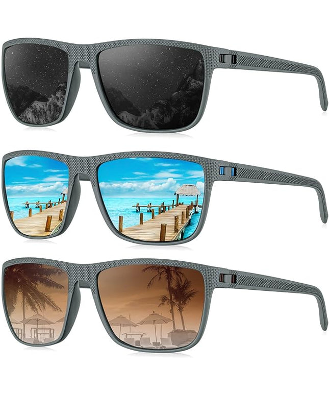 KALIYADI Polarized Sunglasses for Men, Lightweight Sun Glasses with UV Protection for Driving Fishing Golf