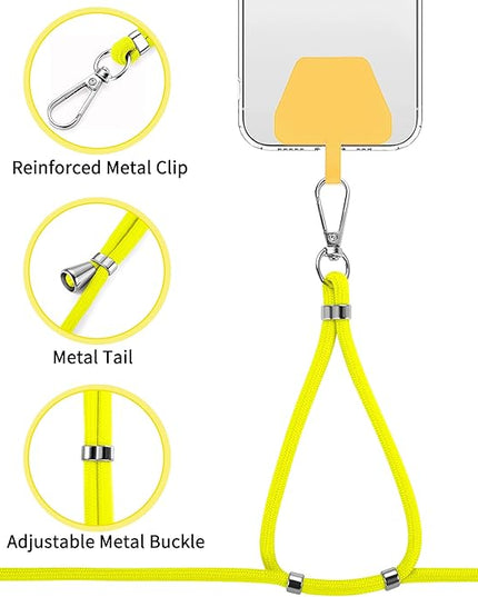 CACOE Phone Lanyard 2 Pcs-2 Pcs Adjustable Neck Strap, 4 Pcs Tether Tab, Universal Crossbody Multifuctional Cell Phone Lanyards Compatible with Most Smartphones(Black+Yellow)