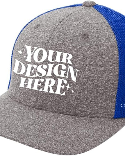 INK STITCH C302 Custom Embroidery Add Logo Texts Melange Mesh Back Trucker Cap
