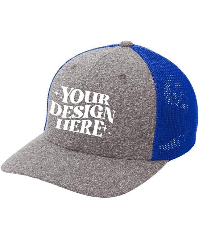 INK STITCH C302 Custom Embroidery Add Logo Texts Melange Mesh Back Trucker Cap