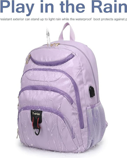 Boavan Laptop Backpack for women, 15.6inch Laptop Bag with USB Port, Waterproof Travel Work Backpack Purse, Anti-Theft Teacher Nurse Doctor Casual Bookbags Office Business backpack，Purple