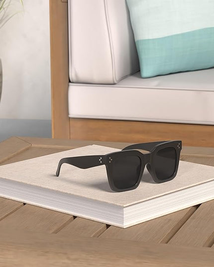 Vintage Women Oversized Sunglasses Designer Luxury Square Sun Glasses UV400 Protection Flat Lens