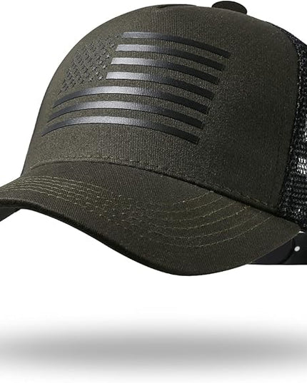 American Flag Trucker Hat - Snapback Hat, Baseball Cap for Men Women - Breathable Mesh Side, Adjustable Fit - for Casual Wear