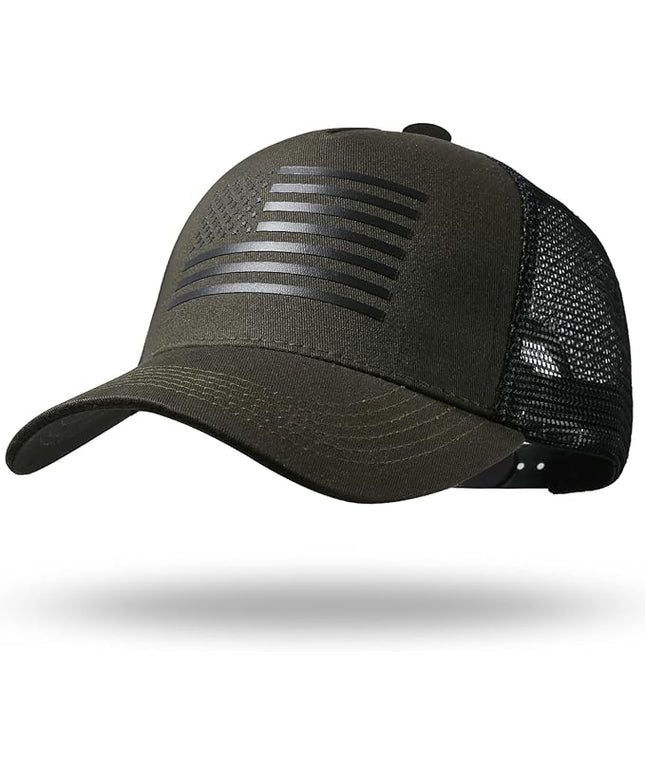American Flag Trucker Hat - Snapback Hat, Baseball Cap for Men Women - Breathable Mesh Side, Adjustable Fit - for Casual Wear