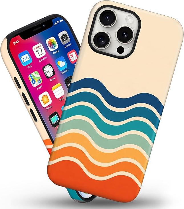 Magnetic for iPhone 13 Pro Case Cute Frog Stripes Phone Case, Summer Shockproof Slim TPU and Hard PC Protective Phone Cover Compatible with MagSafe Designed for Women Girls