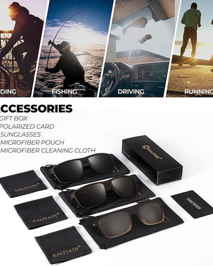 KALIYADI Polarized Sunglasses for Men, Lightweight Sun Glasses with UV Protection for Driving Fishing Golf