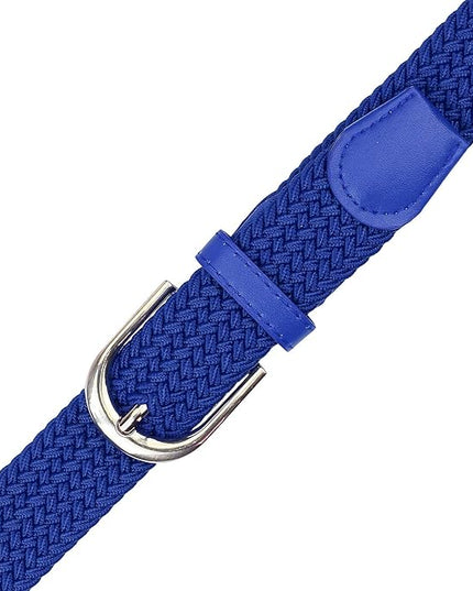 Falari Men Women Multicolored Elastic Stretch Braided Belt Canvas Fabric Woven No Holes Belt