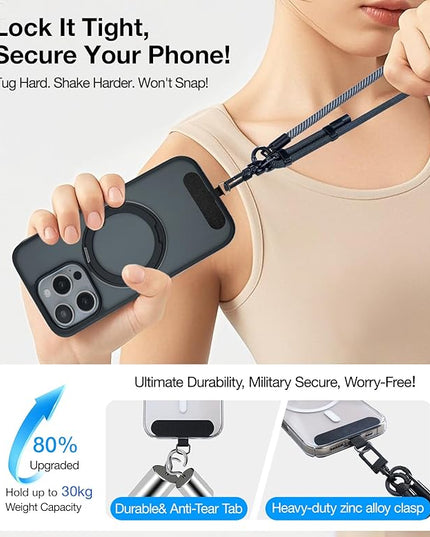 Phone Lanyard Crossbody, 3-in-1 Neck Strap& Wrist Strap, Adjustable Anti-Theft Lanyard with 2 Phone Tether Tabs, Universal Cell Phone Strap for All Case,Travel Essential, Pink