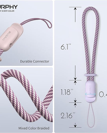 SURPHY 2 Pack Phone Lanyard for Cellphone Case, Phone Wrist Strap for Case, Cellphone Strap with 2-Color Braided, Charm Wrist Lanyard for Women and Men, Pink & Lilac