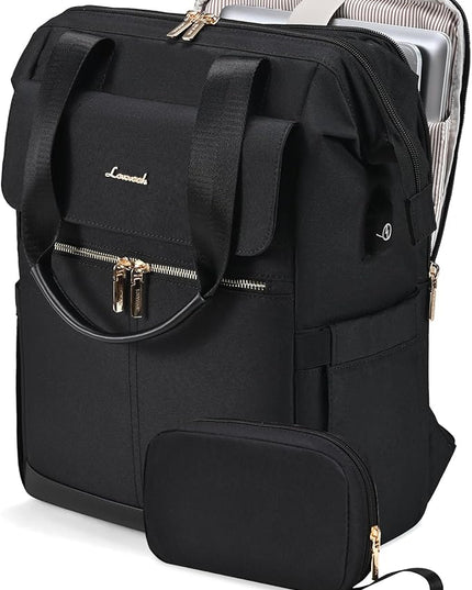 LOVEVOOK Laptop Backpack for Women, 15.6 Inch Work Laptop Bag with USB Port, Fashion Teacher Nurse Backpack Purse, Waterproof Travel Computer Backpack with Organizer Bag, 2PCS