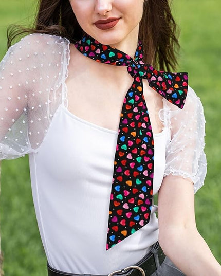 Valentine Red Hearts Bandanas Head Scarf For Women Hair Scarves Accessories Lightweight Fashion Wrap Neck Headscarf