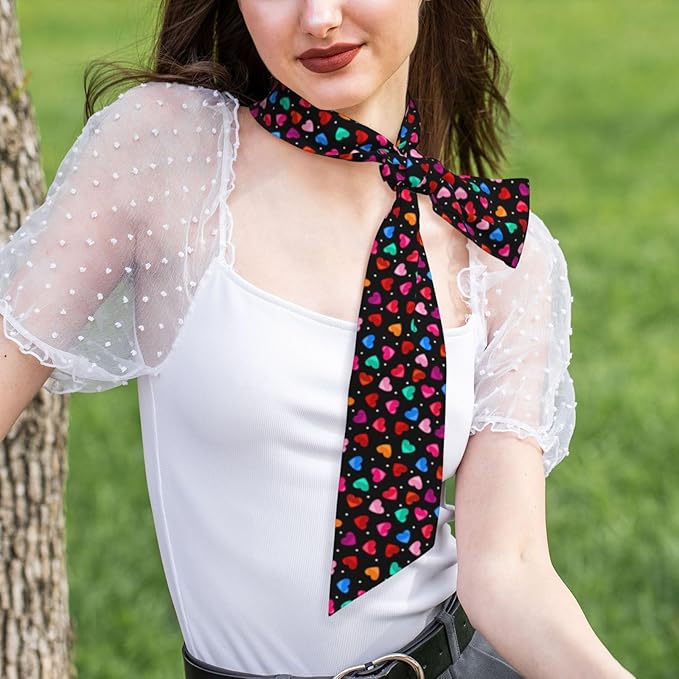 Valentine Red Hearts Bandanas Head Scarf For Women Hair Scarves Accessories Lightweight Fashion Wrap Neck Headscarf