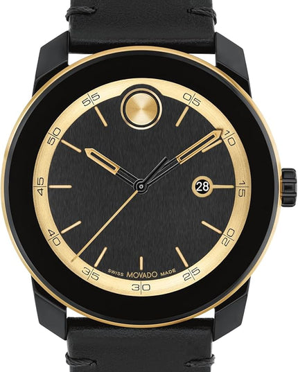 Movado Bold TR90 Ultra Modern Watch for Men and Women - Swiss Quartz 3H Movement, Leather Strap - Water Resistant 3ATM/30 Meters - Sporty Style Wristwatch for Everyone - 42mm