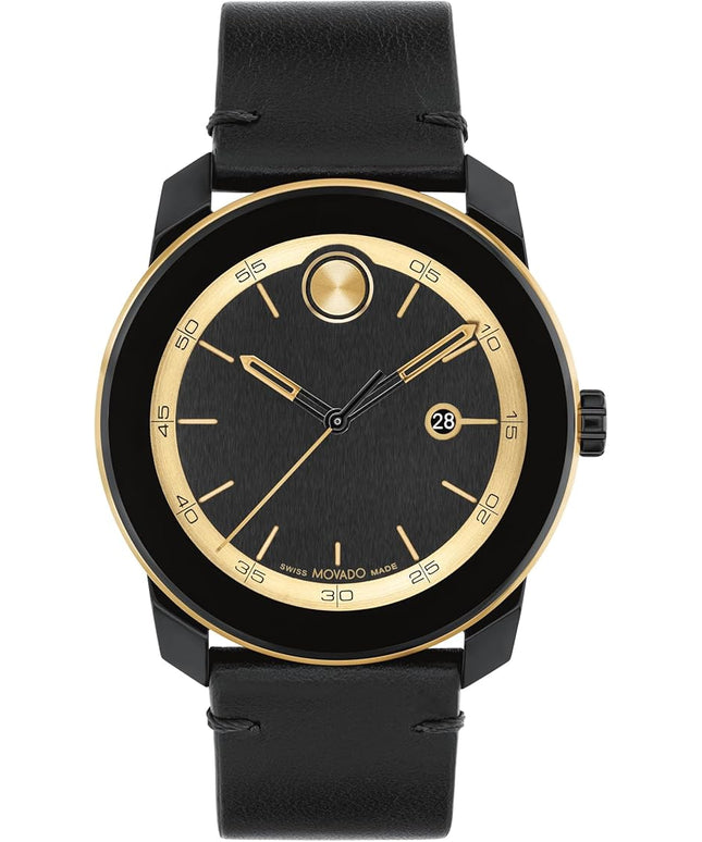 Movado Bold TR90 Ultra Modern Watch for Men and Women - Swiss Quartz 3H Movement, Leather Strap - Water Resistant 3ATM/30 Meters - Sporty Style Wristwatch for Everyone - 42mm