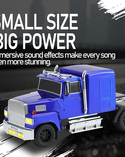 American Truck Bluetooth Speaker with HD Sound, TWS Pairing, LED Party Light, Operation Panel, Built-in Mic, Portable Car Model Speaker for Parties, Beach, Outdoor Activities (Blue)