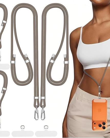 4-IN-1 Phone Lanyard + Wrist Strap, 2PCS Adjustable Length Cell Phone Lanyard with 2 Tether Tabs for iPhone,Smartphones