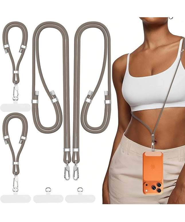 4-IN-1 Phone Lanyard + Wrist Strap, 2PCS Adjustable Length Cell Phone Lanyard with 2 Tether Tabs for iPhone,Smartphones