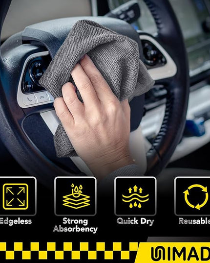 Microfiber Cleaning Cloth, 100 Pack Microfiber Towels for Cars Commercial Grade Work Rags Bulk Detailing Cloth for Automotive Bar Mechanic Restaurant Garage Housekeeping, 11.5"x 11.5", Grey