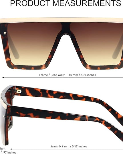 LYZOIT Square Oversized Sunglasses for Women Men Big Flat Top Fashion Shield Large UV Protection Rimless Shades