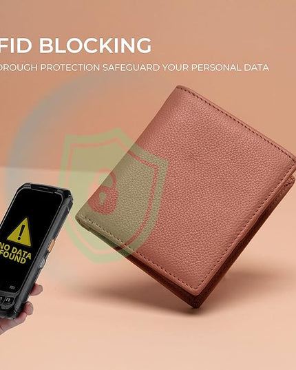 Bveyzi Ultra Slim Small RFID Wallet for Women, Leather Tiny Thin Bifold Pocket Ladies Wallet