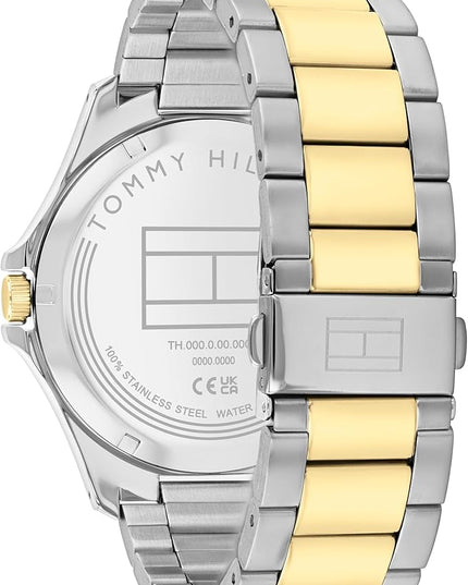 Tommy Hilfiger Men's 3H Quartz Watch, Stainless Steel Bracelet, Water Resistant 3 ATM, Modern and Stylish Timepiece, Gift for Him, 42mm