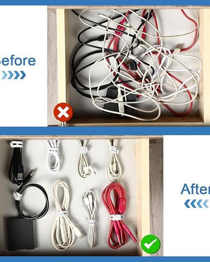 42 Pcs Silicone Cable Ties Reusable Cord Straps Multipurpose Elastic Cable Organizer for Bundling Fastening Earphone Phone Charger Home Office School, 3.15 Inch (White)