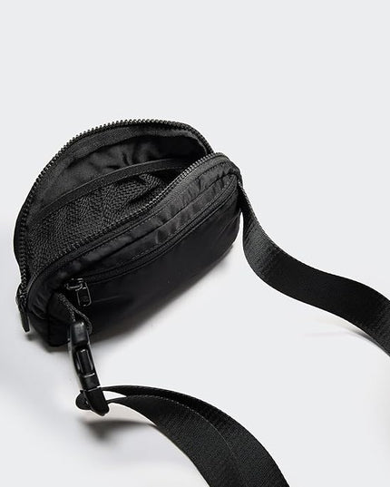 Pander Two Way Zipper Fanny Pack Nylon Everywhere Belt Bag for Women, Water Repellent Waist Packs, Crossbody Bags with Adjustable Strap (Black).