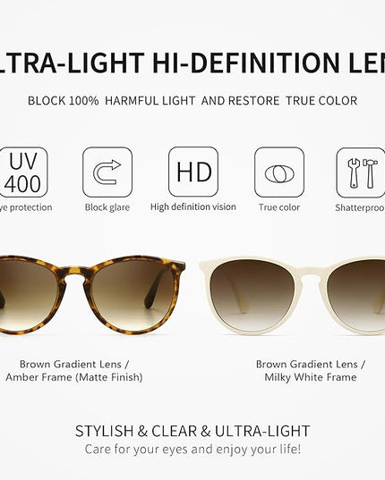 SUNGAIT Premium Vintage Round Sunglasses for Women Men Classic Retro Trendy Style
