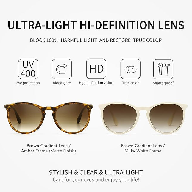 SUNGAIT Premium Vintage Round Sunglasses for Women Men Classic Retro Trendy Style