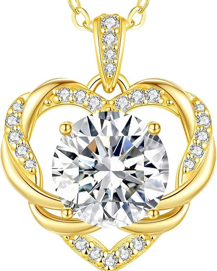 OOBEE Moissanite Heart Necklace for Women 925 Sterling Silver Fine Jewelry, Ideal Birthday Anniversary Christmas Gift for Women Wife Mom Girlfriend