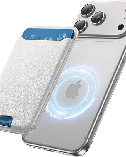 TWZKG for MagSafe Wallet, 3 Card Holder, Slim Magnetic Phone Wallet for iPhone 17/16/15/14/13/12 Pro Max Plus Air Series,RFID Blocking Vegan Leather,White