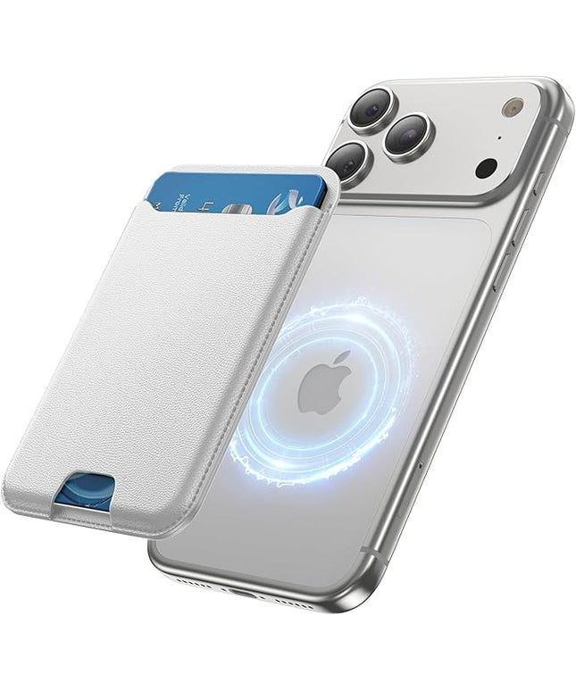 TWZKG for MagSafe Wallet, 3 Card Holder, Slim Magnetic Phone Wallet for iPhone 17/16/15/14/13/12 Pro Max Plus Air Series,RFID Blocking Vegan Leather,White