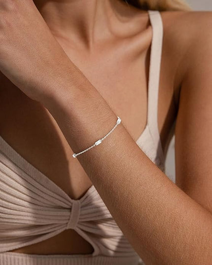 FUNEIA Dainty Silver Gold Bracelets for Women Trendy Non Tarnish 14K Gold Plated Waterproof Diamond Bracelets Cute Stackable Heart Butterfly Clover Cross Evil Eye Charm Bracelet Stack Jewelry Gifts