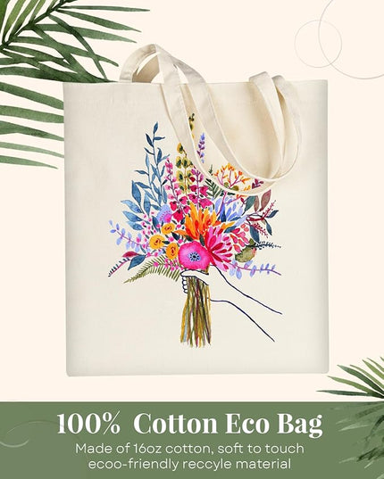 AUSVKAI Canvas Tote Bag for Women, Aesthetic Cute Grocery Grocery Reusable Cotton Gift Bag for Shooping Beach Trendy Gifts