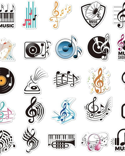 Retro Music Note Vinyl Stickers, 50 PCS Waterproof Graphic Symbol Decals for Laptops, Scrapbooking, Journals, Notebooks, Water Bottles, Suitcases, Phones & DIY Decor