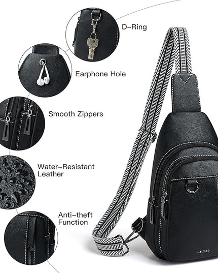 7L Sling Bag for Women Men Leather Small Sling Backpack Daypack Anti Theft Fanny Pack Crossbody Purse Travel