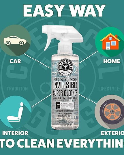 Chemical Guys Nonsense Colorless & Odorless All Surface Cleaner - Interior Cleaner, Safe for Vinyl, Rubber, Plastic, Carpet, and Upholstery, pH Balanced, Residue-Free, Unscented, 16 Fl Oz, Pack of 2