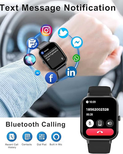 Smart Watch for Men Women Compatible with iOS Android Phone, 1.83" Full Touchscreen IP68 Waterproof Smartwatch,Fitness Tracker with Make/Recive Call 123+ Sport Modes Heart Rate/Sleep Monitor