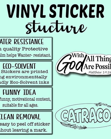(3Pcs) with God All Things are Possible Sticker Christian Gifts Decorate Books Laptop Phone Water Bottles Kindles Stickers Tumbler Sticker Waterproof Vinyl Decorate 3" Inch